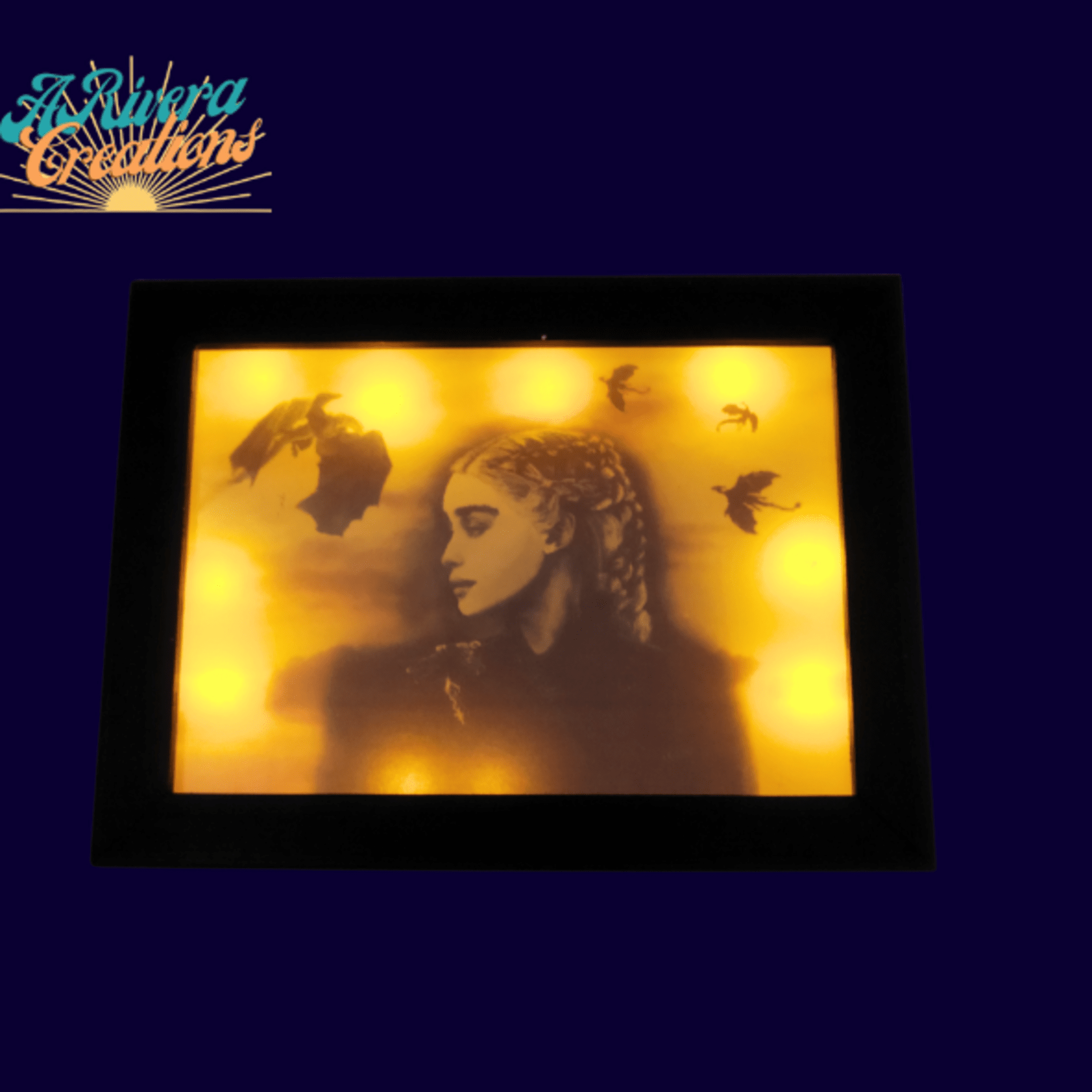 DAENERYS TARGARYEN CUADRO CON LUZ, DECORACIÓN JUEGO DE TRONOS - 3