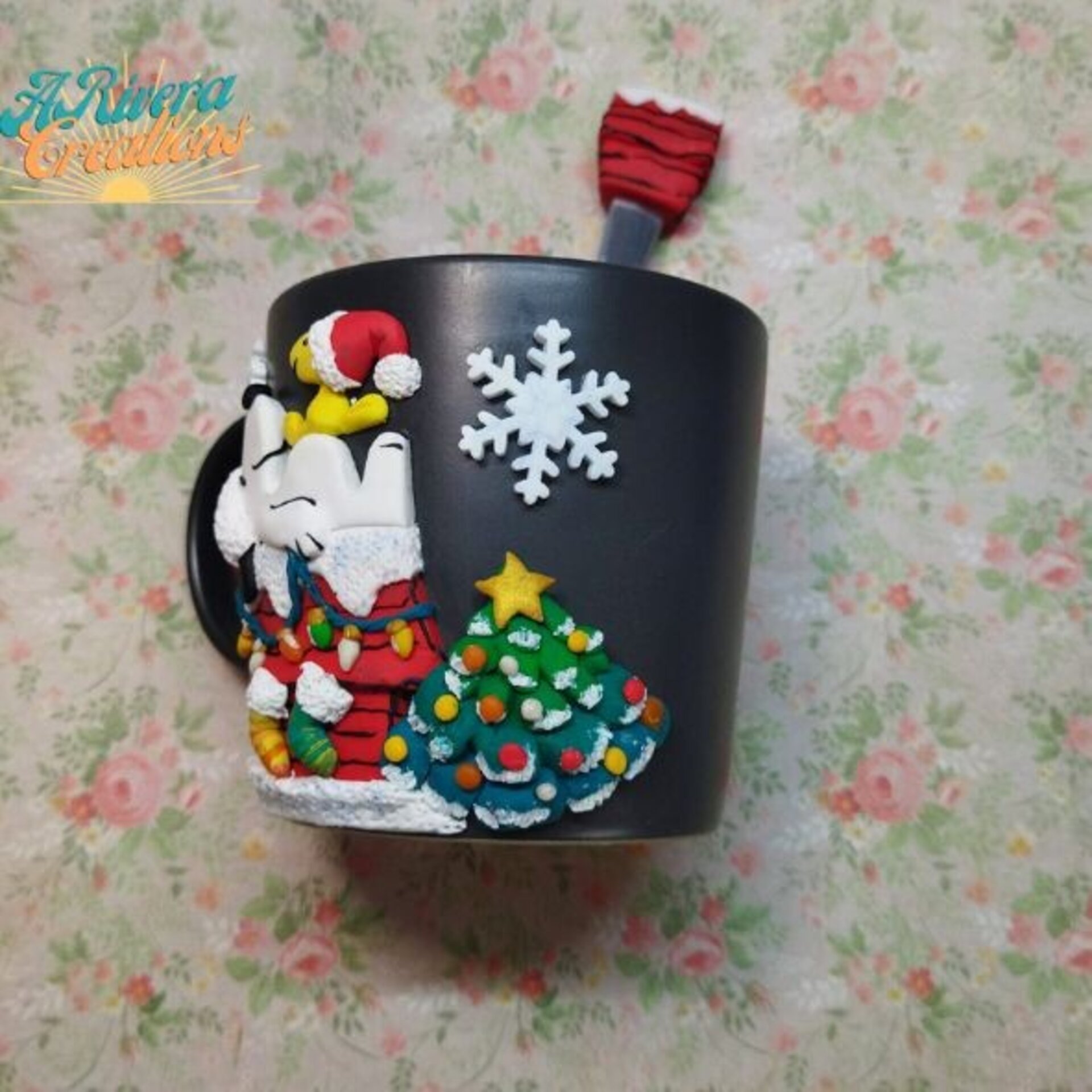 TAZA CON SNOOPY, NAVIDAD CON SNOOPY, TAZA PERSONALIZADA SNOOPY, CON CUCHARILLA - 5