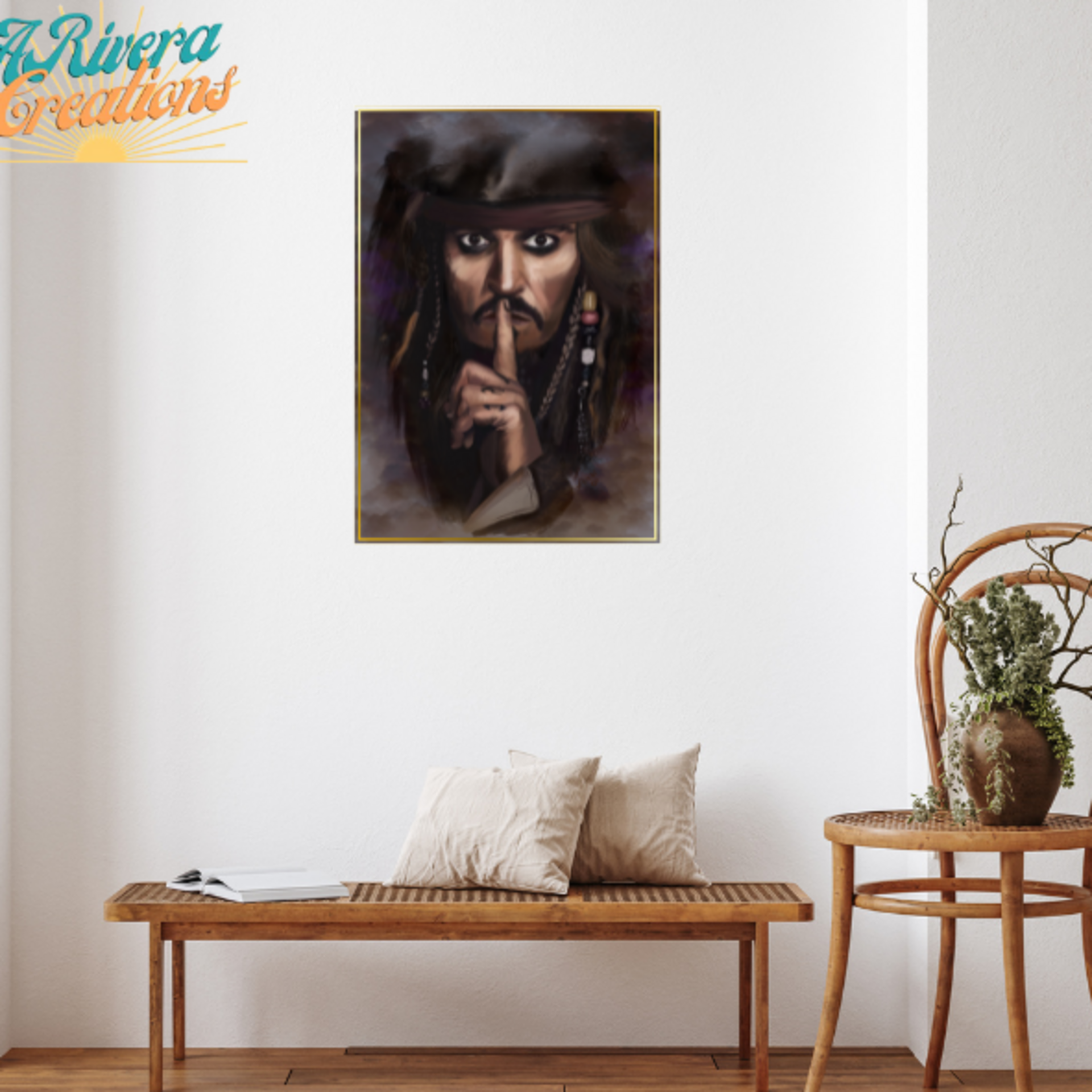 LÁMINA JACK SPARROW, DIBUJO DIGITAL ORIGINAL  JACK ESPARROW, PIRATAS DEL CARIBE - 3