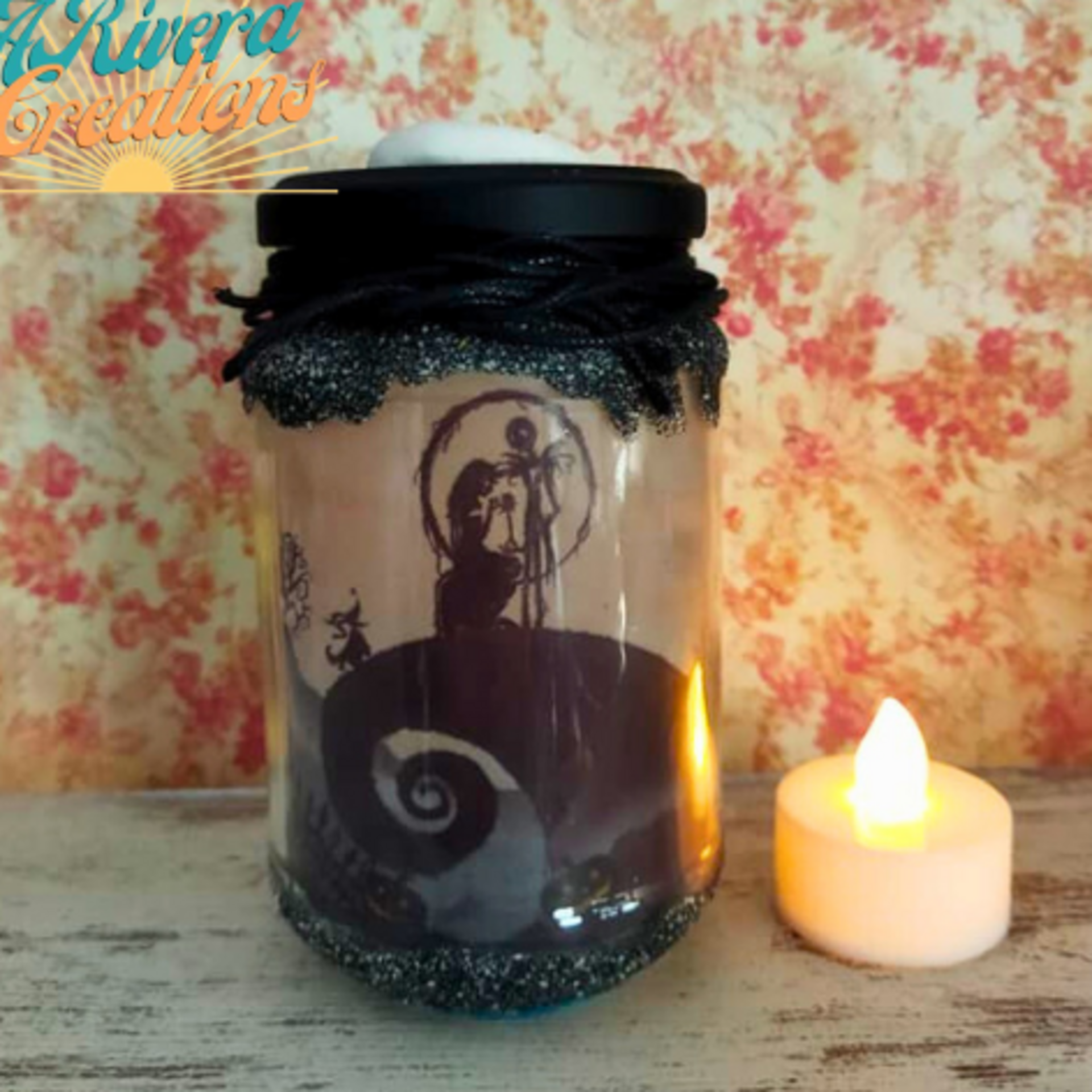 Portavelas Jack Skellington. Frasco decorativo con luz - 2